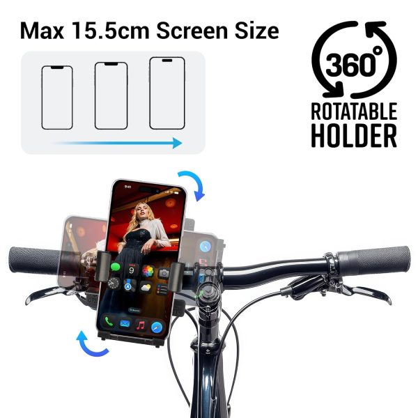 ZEBRONICS BMH110, Bike Mobile Holder, Upto 6.1 inches, 360° Rotatable, One Press Lock and Release, Stable and Secure, Anti-Skid Silicone Pads, Cable Management, for Maps & Navigation