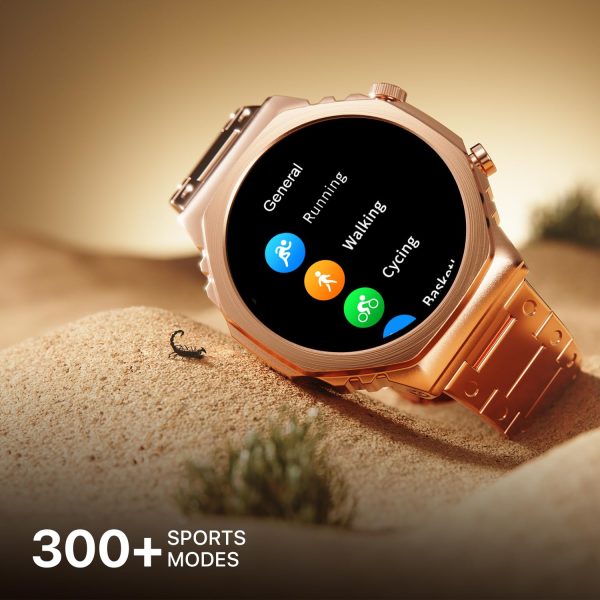 Fire-Boltt Onyx- 36.3mm AMOLED Always On Display Smart Watch, 466 * 466 High Resolution, Bluetooth Calling, Steel Design, IP67, 4GB Storage, 300+ Sports Modes, 130+ Watch Faces(Rose Gold)