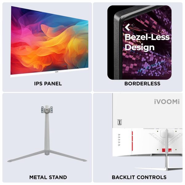 iVOOMi 32" Flat LED Monitor (80cm) with in-Built Speaker, 16:9 Ratio, BIS Approved, Refresh Rate 100 Hz with 1920 x 1080 Pixels, FHD, True IPS Panel, Strong Stand, 3 Years Warranty