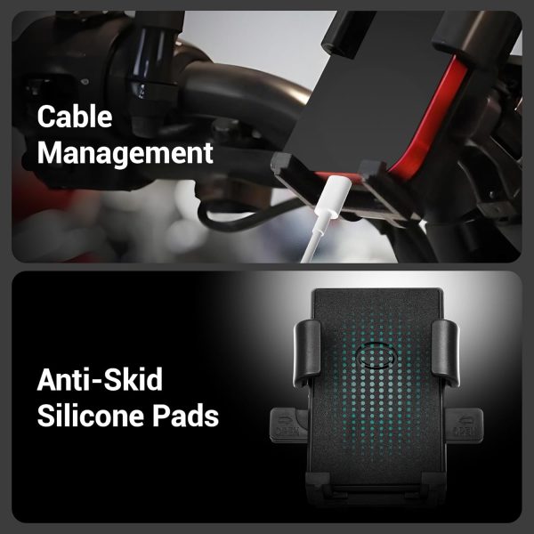 ZEBRONICS BMH110, Bike Mobile Holder, Upto 6.1 inches, 360° Rotatable, One Press Lock and Release, Stable and Secure, Anti-Skid Silicone Pads, Cable Management, for Maps & Navigation