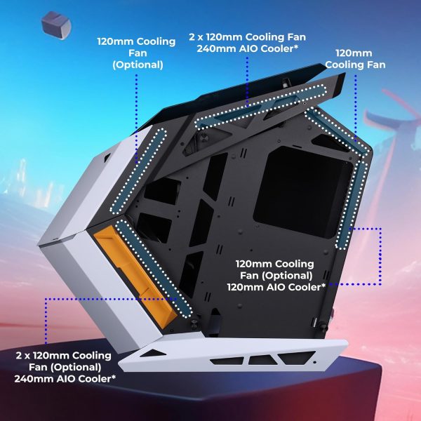 ZEBRONICS Phantom Mid-Tower Premium Gaming Cabinet ATX/mATX/Mini ITX, 2X 120mm Top + 2X 120mm Rear Fan, ARGB Inner Glow,RGB LED Control, Dual Tempered Glass Side Panel, RGB LED Strip