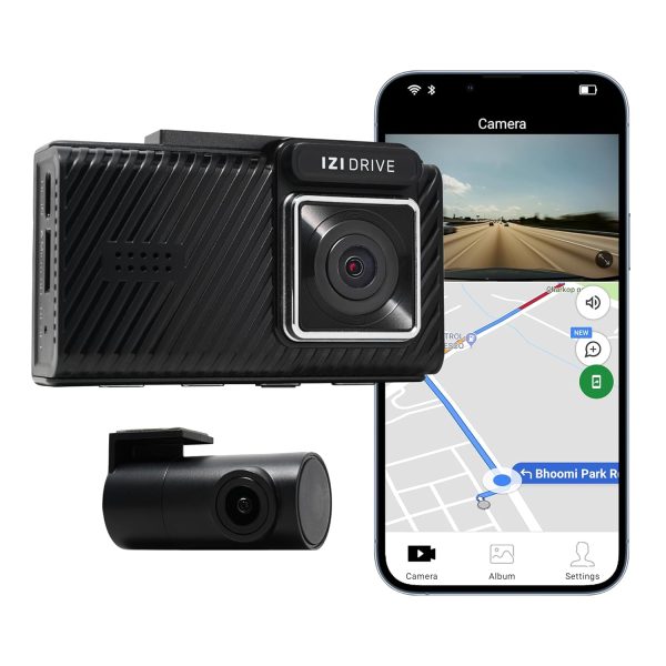 IZI Drive Plus+ 4K Dual Channel Dash Camera with GPS, 3inch HD Screen, 170° Wide Angle, Night Vision, G-Sensor, WiFi, ADAS, Emergency Recording, Made for Indian Roads, Optional Car Parking Monitor