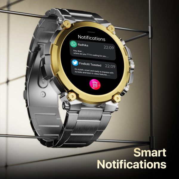 Fire-Boltt Dominian Smartwatch 36.3mm (1.43 inch) AMOLED Display, Stainless Steel Design, 466 * 466 px Resolution, Bluetooth Calling, Multiple Sports Modes, Health Mode, IP67, Weather Updates (Silver)