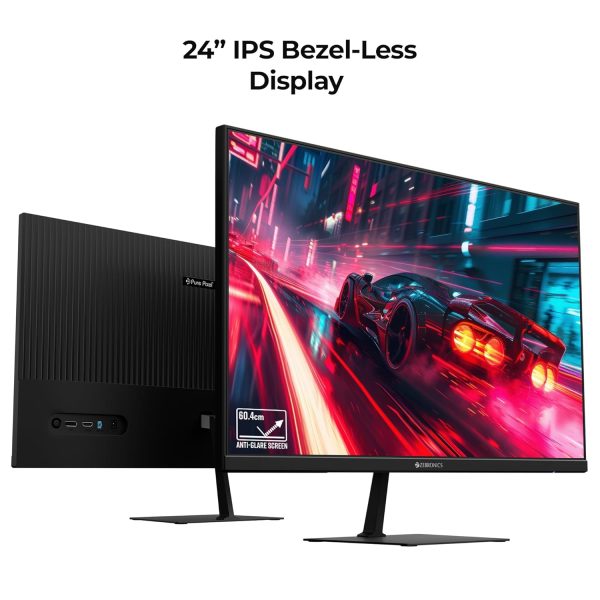 ZEBRONICS N24A 24"(60.4 cm) Gaming Monitor, FHD 1920x1080, IPS-Antiglare Display, 280Nits, 180Hz, 1ms MPRT, HDR10, 99% sRGB, Adaptive Sync, 1 x DP | 1 x HDMI | 1 x 3.5mm