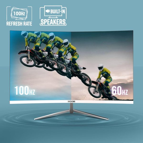 iVOOMi 32" Curve LED Monitor (80cm) with in-Built Speaker, 16:9 Ratio, BIS Approved, Refresh Rate 100 Hz with 1920 x 1080 Pixels, FHD, True VA Panel, Strong Stand, 3 Years Warranty