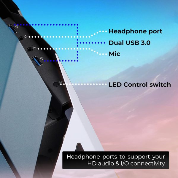 ZEBRONICS Phantom Mid-Tower Premium Gaming Cabinet ATX/mATX/Mini ITX, 2X 120mm Top + 2X 120mm Rear Fan, ARGB Inner Glow,RGB LED Control, Dual Tempered Glass Side Panel, RGB LED Strip