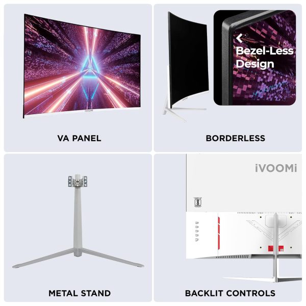 iVOOMi 32" Curve LED Monitor (80cm) with in-Built Speaker, 16:9 Ratio, BIS Approved, Refresh Rate 100 Hz with 1920 x 1080 Pixels, FHD, True VA Panel, Strong Stand, 3 Years Warranty