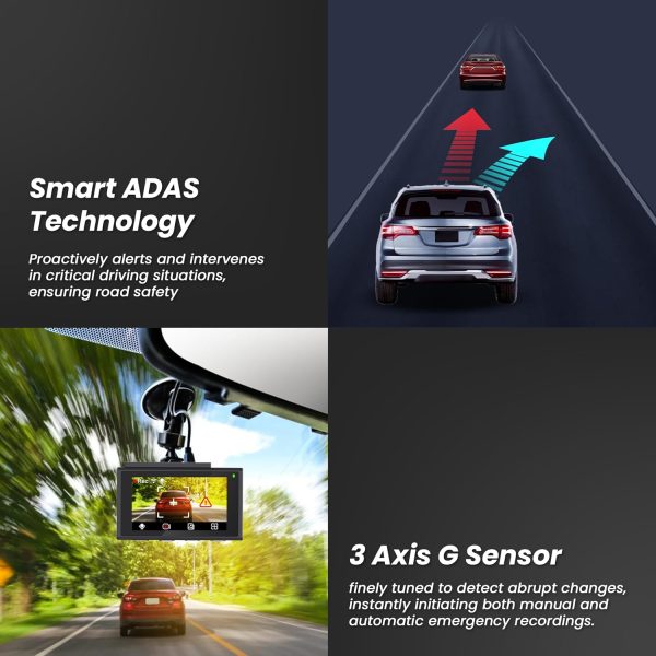 IZI Drive Plus+ 4K Dual Channel Dash Camera with GPS, 3inch HD Screen, 170° Wide Angle, Night Vision, G-Sensor, WiFi, ADAS, Emergency Recording, Made for Indian Roads, Optional Car Parking Monitor