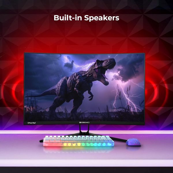 ZEBRONICS N27B 27"(68.5 cm) 1500R Curved Gaming Monitor, FHD 1920x1080, Antiglare Display, 300Nits, 180Hz, 1ms MPRT, HDR10, 99% sRGB, Adaptive Sync, 1 x DP | 1 x HDMI | 1 x 3.5mm