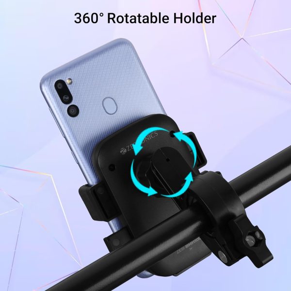 ZEBRONICS New Launch BMH100, Bike Mobile Holder, Upto 6.8 inches, 360° Rotatable, One Press Lock and Release, Stable and Secure, Anti-Skid Silicone Pads, for Maps & Navigation Visit the ZEBRONICS Store