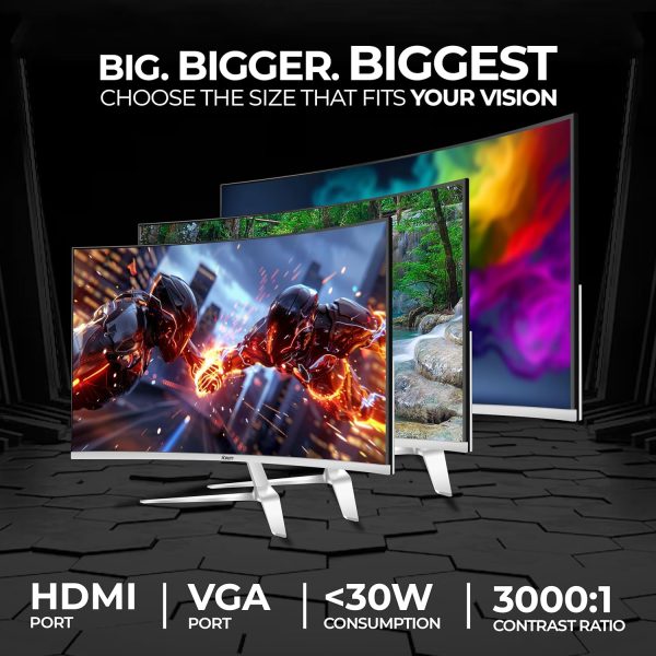 Foxin Elite 22 Inch Curved LED Monitor | FHD 1080p | 100Hz Frameless & Anti-Glare | HDMI & VGA | 5ms | Wall Mountable | Flicker-Free | Curved PC Monitor for Gaming, Work | White | 3 Yrs Warranty
