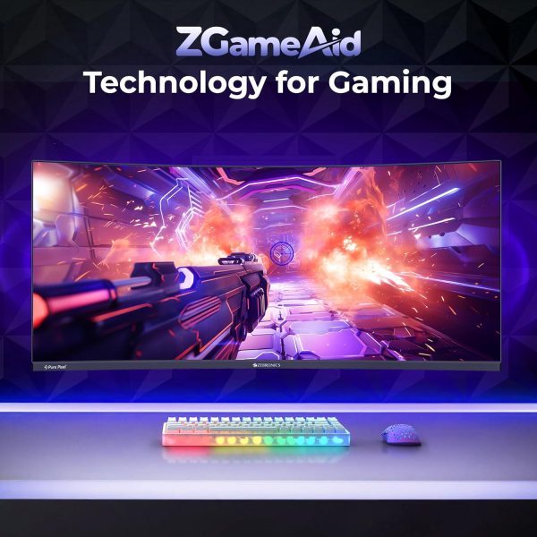 ZEBRONICS N34A 34"(86.4 cm) 1500R Curved Ultrawide Gaming Monitor, WQHD 3440x1440, 350Nits, 180Hz, 1ms MPRT, HDR10, 99% sRGB | 92% DCI-P3, Adaptive Sync, 2 x DP | 2 x HDMI | 1 x 3.5mm
