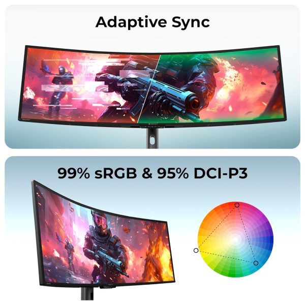 ZEBRONICS N49A 49"" (124.5 cm) 1800R Curved Ultrawide Gaming Monitor, DQHD 5120x1440, 400Nits, 120Hz, 1ms MPRT, HDR400, 99% sRGB | 95% DCI-P3, Adaptive Sync, 2 x (DP | HDMI | USB) + Type C