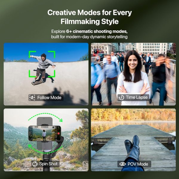 IZI GO-X PRO Foldable Gimbal for Smartphones, 3-Axis Stabilizer with Extension Rod, 6 Modes, AI Face Tracking, OLED Display, Long Battery Life, USB-C, Ideal for Travel, Vlogging & YouTube, Filmmaking