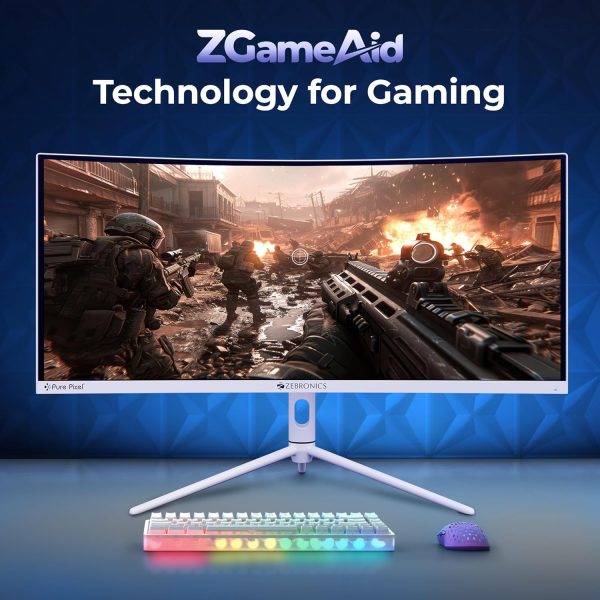ZEBRONICS N30A 30" (76.2 cm) 1500R Curved Ultrawide Gaming Monitor, WFHD 2560x1080, 300Nits, 200Hz, 1ms MPRT, HDR10, 99% sRGB | 95% DCI-P3, Adaptive Sync, 2 x DP | 2 x HDMI | 1 x 3.5mm