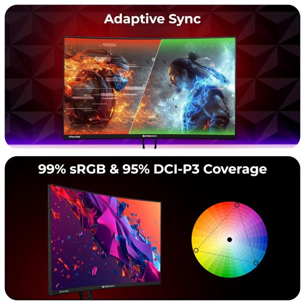 ZEBRONICS N27B 27"(68.5 cm) 1500R Curved Gaming Monitor, FHD 1920x1080, Antiglare Display, 300Nits, 180Hz, 1ms MPRT, HDR10, 99% sRGB, Adaptive Sync, 1 x DP | 1 x HDMI | 1 x 3.5mm