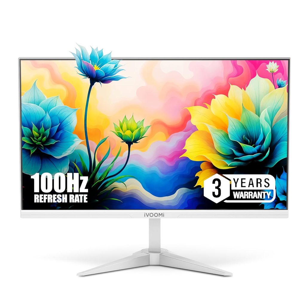 iVOOMi 22" (54.6 cm) Ultra Light Flat FHD Monitor for PC with 16.7M Colors and 100Hz Refresh Rate, 1920 x 1080 Pixels, Bezel-Less Design, Flicker Free, Includes HD-AVI Cable & Stand 3 Years Warranty