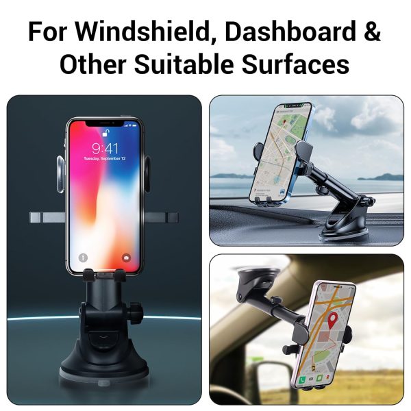 ZEBRONICS CMH100 Car Mobile Holder for Windshield, Dashboard and Other Suitable Surfaces, Strong Suction Cup, 360° Rotatable, Devices Upto 6.8 inch, One Click Quick Release