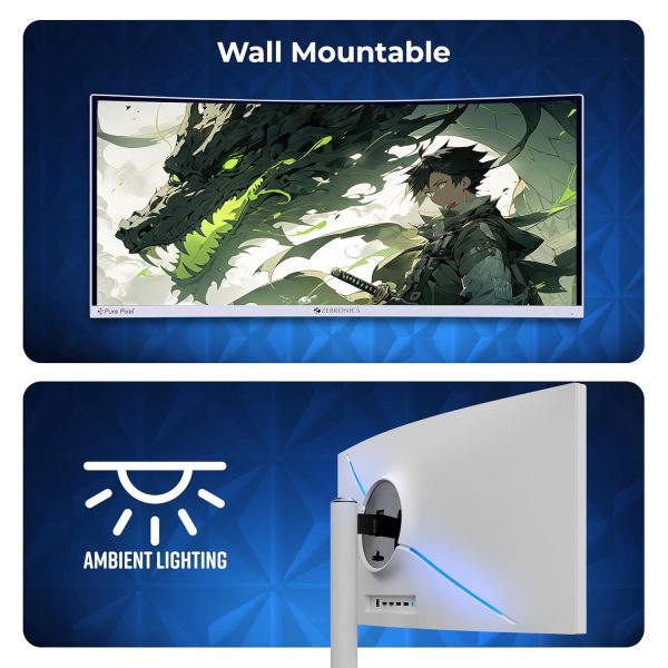 ZEBRONICS N30A 30" (76.2 cm) 1500R Curved Ultrawide Gaming Monitor, WFHD 2560x1080, 300Nits, 200Hz, 1ms MPRT, HDR10, 99% sRGB | 95% DCI-P3, Adaptive Sync, 2 x DP | 2 x HDMI | 1 x 3.5mm