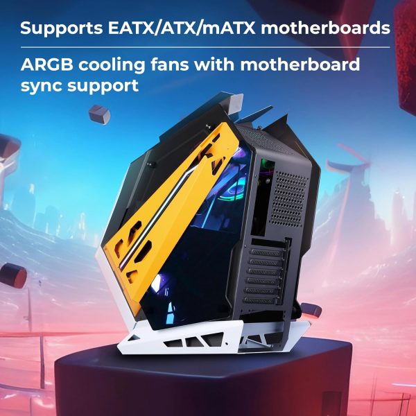 ZEBRONICS Phantom Mid-Tower Premium Gaming Cabinet ATX/mATX/Mini ITX, 2X 120mm Top + 2X 120mm Rear Fan, ARGB Inner Glow,RGB LED Control, Dual Tempered Glass Side Panel, RGB LED Strip