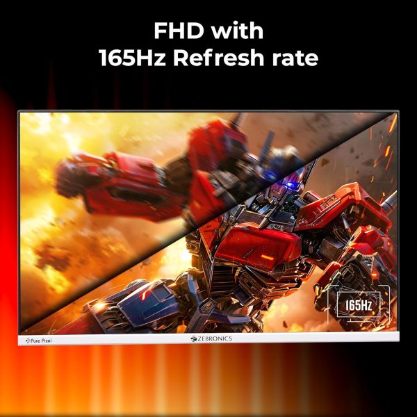 ZEBRONICS EA224 24"(60.4cm) Slim Gaming Monitor, 165Hz, FHD 1920x1080, 16:9 Aspect Ratio, 250Nits, 16.7M Colors, Dual Input - HDMI + DP, 3.5mm Jack, Built-in Speakers, Metal Stand, Wall Mountable - Image 5