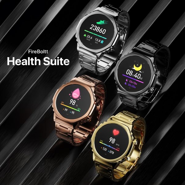 Fire-Boltt Onyx- 36.3mm AMOLED Always On Display Smart Watch, 466 * 466 High Resolution, Bluetooth Calling, Steel Design, IP67, 4GB Storage, 300+ Sports Modes, 130+ Watch Faces(Rose Gold)