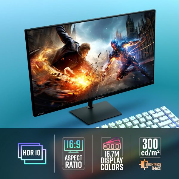 ZEBRONICS N27A 27 inch Gaming Monitor, FHD 1920x1080, IPS-Antiglare Display, 300Nits, 180Hz, 1ms MPRT, HDR10, 99% sRGB, Adaptive Sync, 1 x DP | 1 x HDMI | 1 x 3.5mm