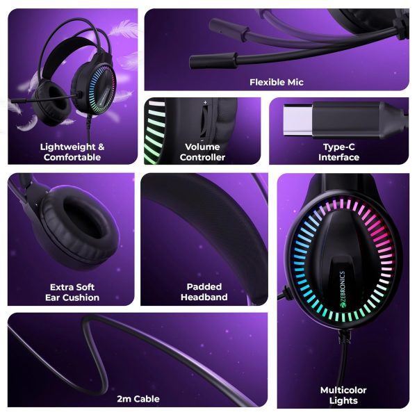 ZEBRONICS Blitz C Dolby Atmos Gaming Over Ear Wired Headphone