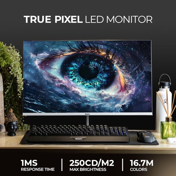 Foxin 27 Inch FHD Flat LED Monitor 1920x1080p Elite Series | IPS Panel, HDMI & VGA Port, 100Hz, 1ms, sRGB, Anti-Glare Flicker-Free, Frameless, Slim, Wall Mountable, 16.7 M Colors, 3 Yrs Warranty