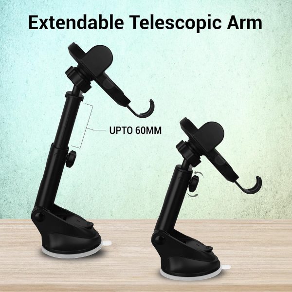 ZEBRONICS CMH100 Car Mobile Holder for Windshield, Dashboard and Other Suitable Surfaces, Strong Suction Cup, 360° Rotatable, Devices Upto 6.8 inch, One Click Quick Release