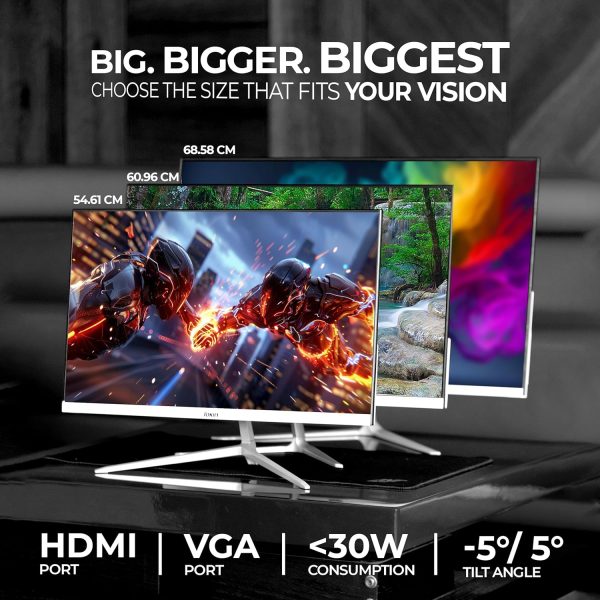 Foxin 21.5 Inch FHD Flat LED Monitor 1920x1080p Elite Series | IPS Panel, HDMI & VGA Port, 100Hz, 1ms, sRGB, Anti-Glare Flicker-Free, Frameless, Slim, Wall Mountable, 16.7 M Colors, 3 Yrs Warranty