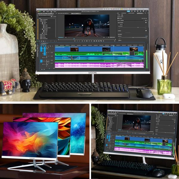 iVOOMi 24 Inch (60.45 cm) Ultra Slim Flat FHD Monitor for PC with Built-in Speaker and 100Hz Refresh Rate, 1920 x 1080 Pixels, 16.7M Colors, Bezel Less Design, Flicker Free -3 Years Warranty