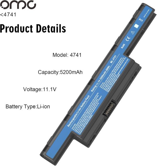 Laptop Battery Compatible for Acer Aspire E1 V3 571 571G 771 771G 4741 5742 5733 5750 5742z 5755G 7551 5740 P253-M E732 AS10D31 AS10D51 AS10D3E AS10D41 AS10D73 AS10D81