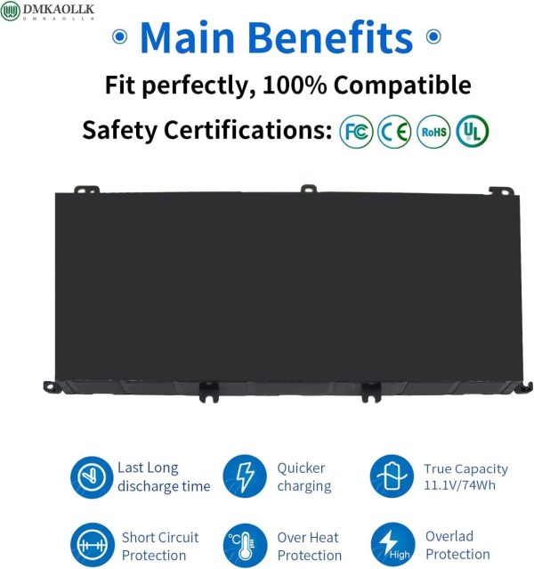 357F9 71JF4 0GFJ6 Laptop Battery Replacement for Dell Inspiron 15 7559 7557 7567 7566 7759 5577 5576 INS15PD-1548B 1548R 1748B 1848B 2548B 2748B 3948B Gaming Series Notebook - Image 7