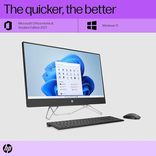 HP All-in-One PC 12th Gen Intel Core i3-1215U 27inch(68.6 cm) IPS Anti-Glare Display (8GB RAM/512GB SSD/Black Wireless Keyboard & Mouse Combo/Intel UHD Graphics/Win 11/MSO 21/Jet Black), 27-cb1153in