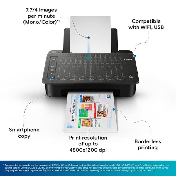 Canon Pixma TS307a Single Function Wireless Inkjet Colour Printer (Black), Standard