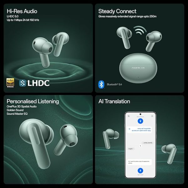 OnePlus Buds 4 TWS Earbuds with Upto 55dB Real-time ANC,Adaptive Mode,Dual Drivers with Dual DACs,3D Audio,Upto 45hrs Music Playback,Dual-Device connectivity,47ms Low Latency[Storm Gray]