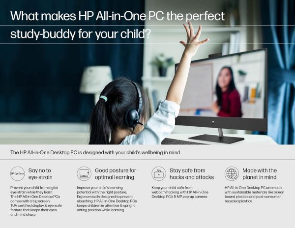 HP All-in-One PC 12th Gen Intel Core i3-1215U 27inch(68.6 cm) IPS Anti-Glare Display (8GB RAM/512GB SSD/Black Wireless Keyboard & Mouse Combo/Intel UHD Graphics/Win 11/MSO 21/Jet Black), 27-cb1153in