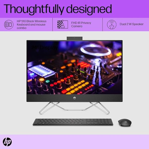 HP All-in-One PC 12th Gen Intel Core i3-1215U 27inch(68.6 cm) IPS Anti-Glare Display (8GB RAM/512GB SSD/Black Wireless Keyboard & Mouse Combo/Intel UHD Graphics/Win 11/MSO 21/Jet Black), 27-cb1153in