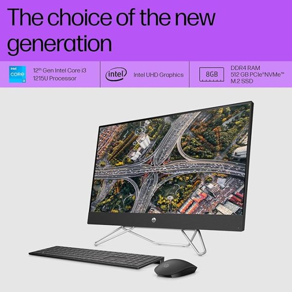 HP All-in-One PC 12th Gen Intel Core i3-1215U 27inch(68.6 cm) IPS Anti-Glare Display (8GB RAM/512GB SSD/Black Wireless Keyboard & Mouse Combo/Intel UHD Graphics/Win 11/MSO 21/Jet Black), 27-cb1153in