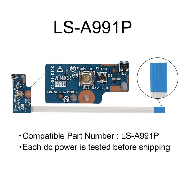 Laptop On Off/Power Button Board with Cable for H-P Pavilion 15-G 15-R 15G 15R 15-s 250 g3 255 g3 Series LS-A991P On Off Button