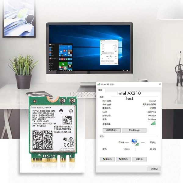 E029 WiFi 6 Wireless Card AX210 NGW Bluetooth 5.3 Tri Band 5400Mbps for PC Supports Windows 10/11 (64bit) M.2/ NGFF
