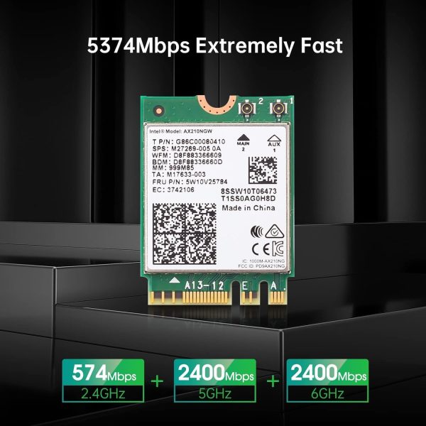 E029 WiFi 6 Wireless Card AX210 NGW Bluetooth 5.3 Tri Band 5400Mbps for PC Supports Windows 10/11 (64bit) M.2/ NGFF
