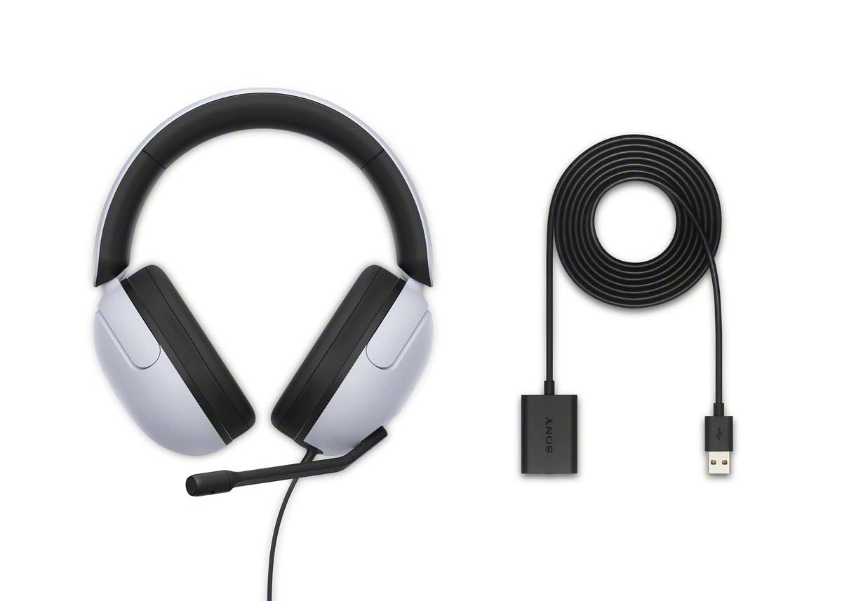 Sony INZONE H3, MDR-G300 Wired Gaming Headset, Over-Ear Headphones with 360 Spatial Sound, USB Wired Over-Ear Professional + USB Connector, flip to Mute mic, App Support & PC Compatible (White)