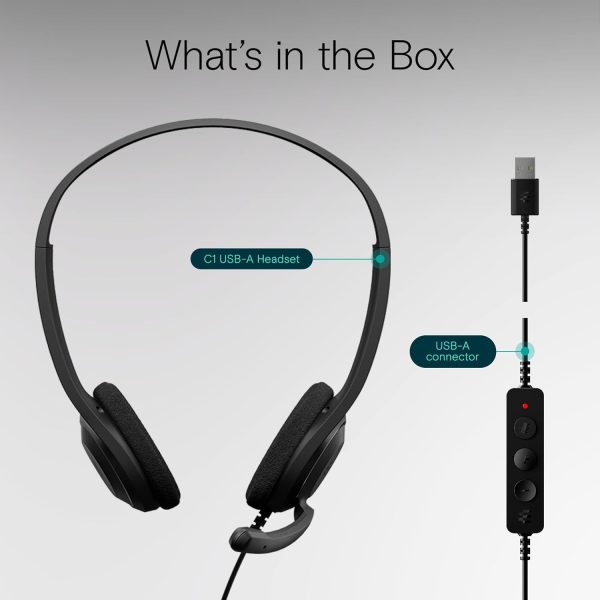 EPOS C1 Business USB-A Headset with Microphone, Chrome-Certified, Wired Headphones, Noise-Canceling Mic, Enhanced Audio Quality, Connectivity for Modern Devices, On-Ear