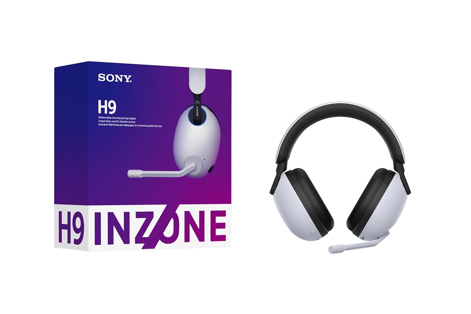 Sony INZONE H9, WH-G900N Wireless Noise Cancelling Gaming Headset, Over Ear Headphones with 360 Spatial Sound, 32 Hours Battery Life, Flip to Mute Mic, Mobile, Laptop, PS5 & PC Compatible (White)