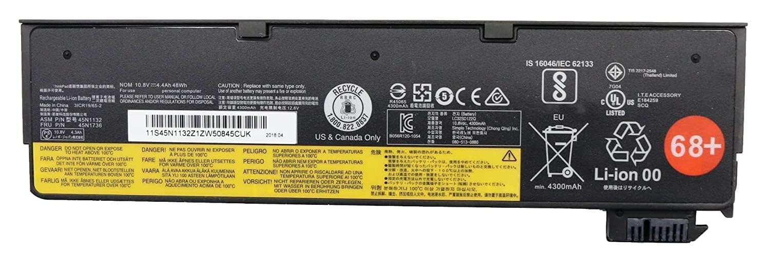 Laptop Battery Compatible for Lenovo ThinkPad T440, L450, L460, P50s, T440s, T450, T450s, T460p, T550, T560, W550s, X240, X260 (68+)