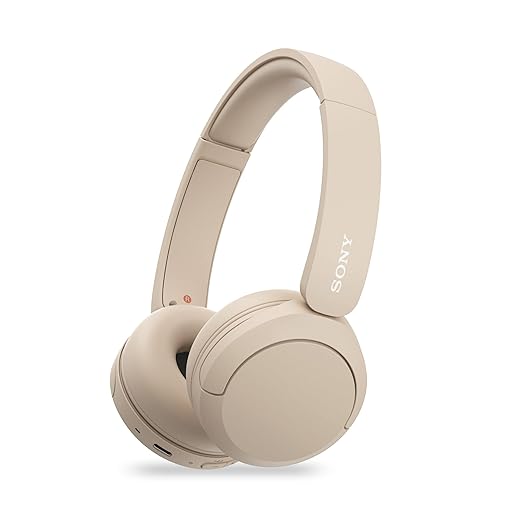 Sony WH-CH520 Wireless Bluetooth Headphones On Ear with Mic, Up to 50Hrs Battery, Quick Charge, DSEE Upscale, Multipoint Connectivity, Voice Assistant, Customized EQ-Beige
