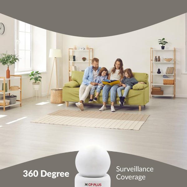 CP PLUS 2MP Full HD Smart Wi-fi CCTV Home Security Camera | 360° with Pan Tilt | 2Way Talk | Cloud Monitor | Motion Detect | Night Vision | Supports SD Card (Upto 128 GB), Alexa & Ok Google | CP-E21A