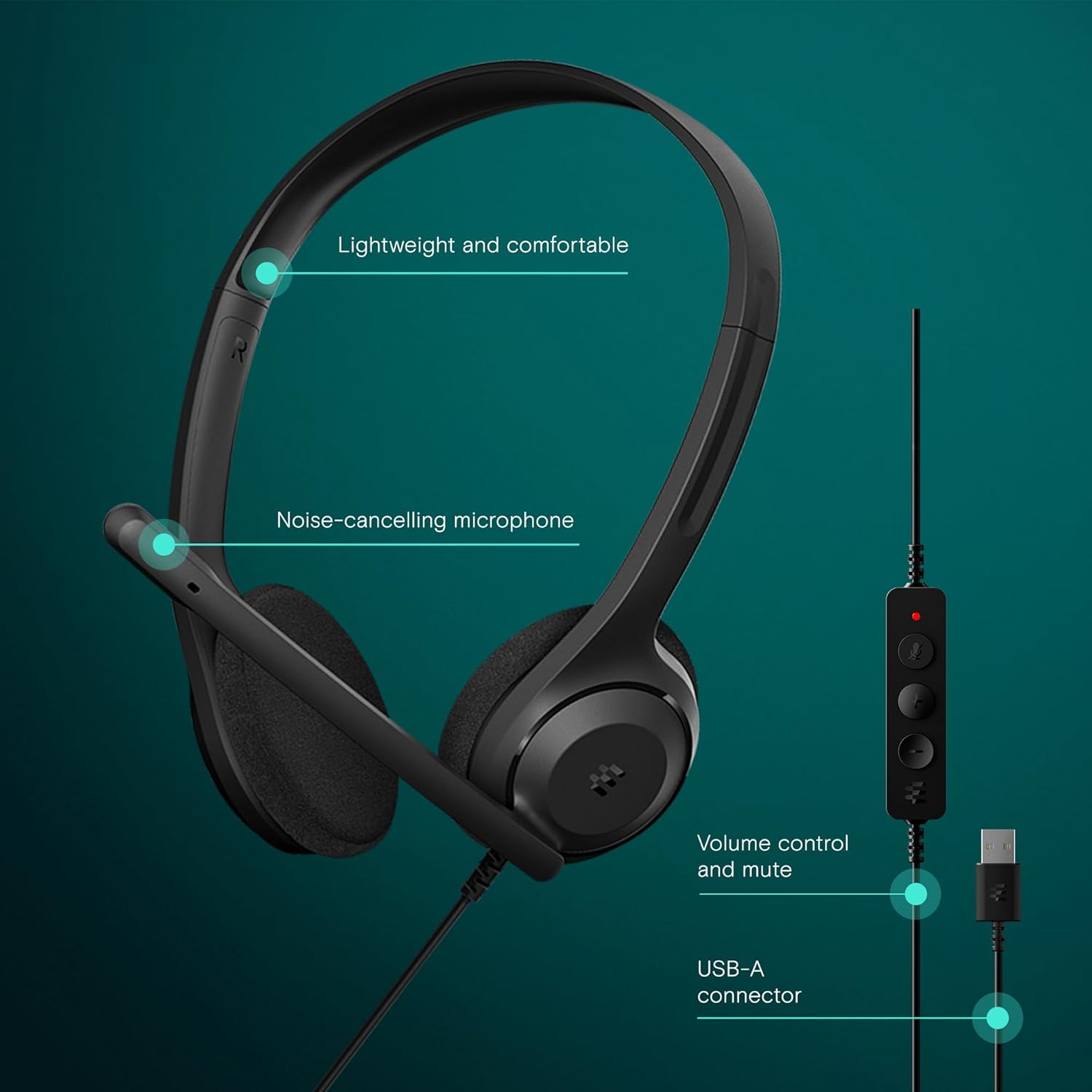 EPOS C1 Business USB-A Headset with Microphone, Chrome-Certified, Wired Headphones, Noise-Canceling Mic, Enhanced Audio Quality, Connectivity for Modern Devices, On-Ear
